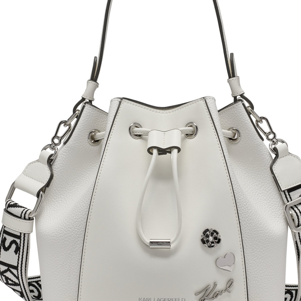 Karl Lagerfeld White Shoulder Bag with Black Accents - Picture 2 of 5